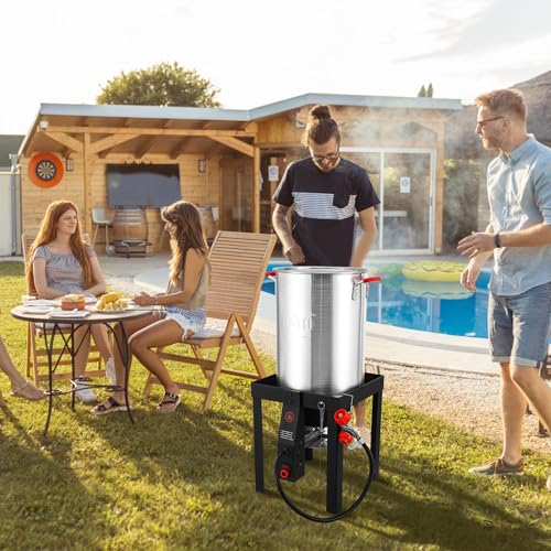 Feasto 30 Qt Turkey Fryer with Basket & 10QT Fish Fryer Kit | 50,000 BTU Outdoor Propane Burner, Multi-use outdoor cooker, for Lobster, Crab, Crawfish, Shrimp Boiling and Frying - size: 30 qt & 10 qt