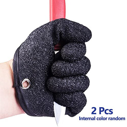 2PCs Fishing Gloves with Magnetic Buckle Non-Slip & Waterproof Fish Gloves for Handling Fishmen Gloves for Men