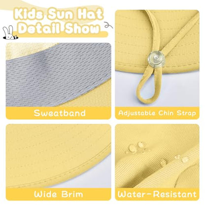 ZOORON Outdoor Kids Sun Hat with Neck Flap UPF 50+ Sun Protection Fishing Hat Wide Brim Summer Kids Beach Hats for Girls Boys - color: 1pack-yellow