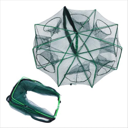 Foldable Fish Trap Net with 8 Holes, Collapsible Fishing Bait Trap for Minnow, Crab, Shrimp, Crawfish, 2 Pack