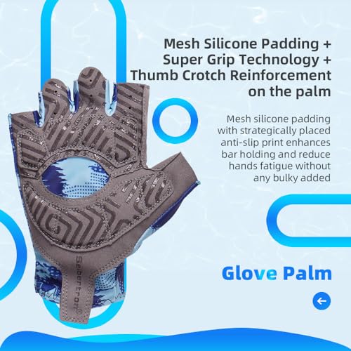 Seibertron S.P.S.G-1 UPF100+ Sun/UV Protection Touchscreen Adult & Youth Glove - color: 1/2 Finger Blue, size: XS Youth