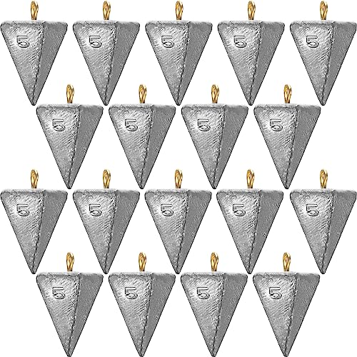 Shimeyao 18 Pieces Pyramid Sinkers Fishing Weights Triangle Fishing Sinkers Rig Pyramid Sinker for Ocean Saltwater Surf Bass Casting Gear Tackle - size: 5 oz