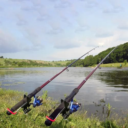 ReeMoo 2Pack Fishing Rod Holders - Bank & Ground Fishing Pole Holders, 360 Adjustable Universal Stand, Relax Your Hands