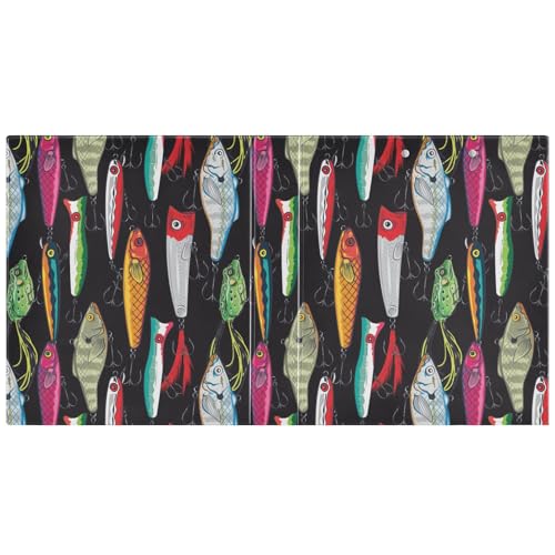 3 Ring Binder 1.5 Inch Colorful Fishing Lures Three Ring Binder Cute Binder with 3 Storage Pockets for Women School Office Supplies