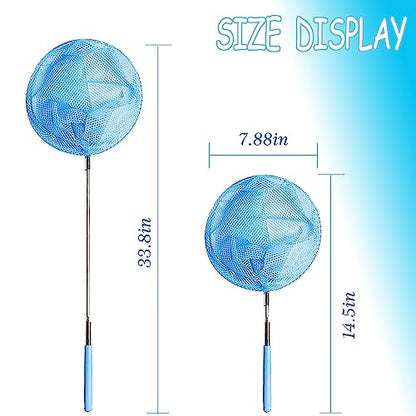 TSYAN Kids Telescopic Butterfly Fishing Nets for Kids Catching Insect Net Outdoor Tools for Catching Bugs Fish Insect Ladybird, Extendable 34 Inches and Anti Slip Grip (3Pcak) - color: 3 Pack