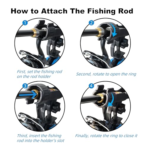 Fishing Rod Holders for Boat, Upgraded Fishing Rod Holder with Enlarge Clamp Innovative Dual-V Shaped Design Fit Round/Square Tube Boat Fishing, Fishing Gifts for Men - color: Large Clamp Holder-4 Pack