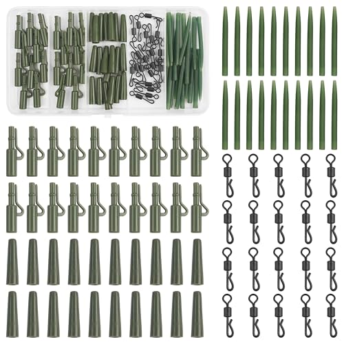 Carp Fishing Tackle Kit 80pcs Quick Change Swivels Lead Clips Rubber Tails Anti Tangle Sleeves Carp Fishing Accessories
