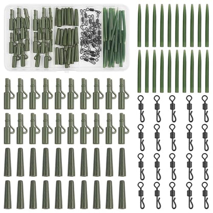 Carp Fishing Tackle Kit 80pcs Quick Change Swivels Lead Clips Rubber Tails Anti Tangle Sleeves Carp Fishing Accessories