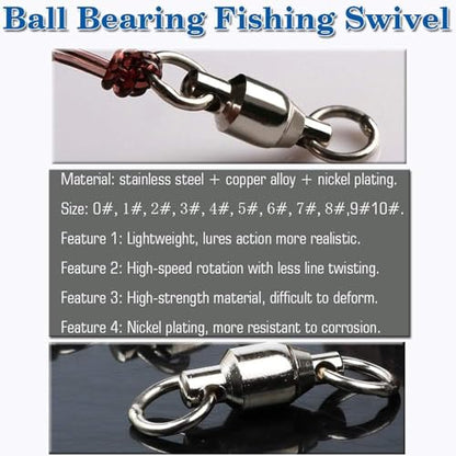 AMYSPORTS Ball Bearing Swivels Connector High Strength Stainless Steel Solid Welded Rings Barrel Swivels Saltwater Freshwater Fishing - size: Size5 (144lb) 25 pcs
