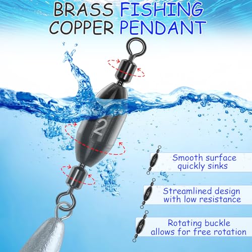 Fishing Weights Swivel Bullet Sinkers Brass Fishing Weights Saltwater Freshwater Bass Sinker Weight with Swivel Rolling 1/4oz, 1/8oz, 1/16oz，1/32oz, 3/8oz, 1/2oz - style: 20pcs-mix