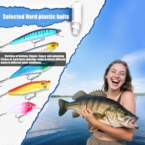EXAURAFELIS Fishing Gear Fishing Lures All-in-one Tackle Box Minnow Crankbait Spinnerbaits VIB Jigs Hooks Paddle swimbaits Frog Lure Spoon Sinking Lure for Bass Trout Walleye Redfish