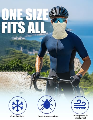 JHYWELL Cooling Neck Gaiter Face Mask, UV Protection Masks Gator, Windproof Bandana for Skiing, Fishing, Hiking, Cycling - color: Beige
