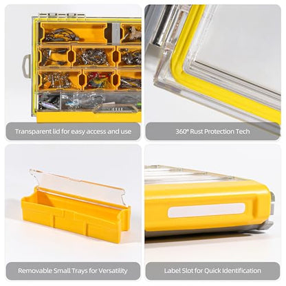 RUNCL 3600 Terminal Fishing Tackle Box, Waterproof Floating Lure Storage Box with Adjustable Dividers, Clear Rust-Proof Utility Tray for Terminal Tackle, Hooks and Sinkers - color: 3600 Terminal