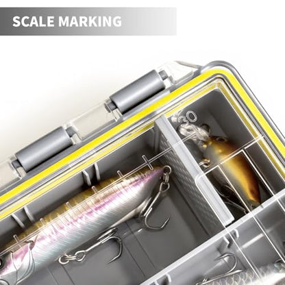 Waterproof Anti-Corrosion Tackle Box One Hand Latch 3600 and 3700 Organizer with Removable Dividers Lure Box and Terminal Tackle Trays Fishing Storage Yellow (3700) - size: 3700