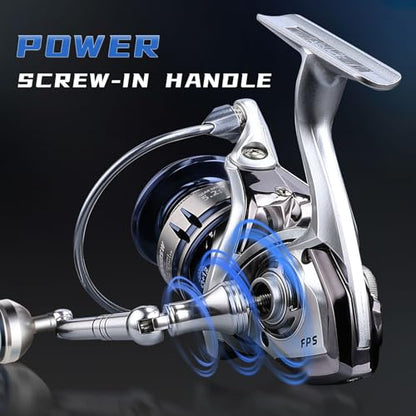 Saltwater Spinning Reel,13+1BB Ultra Smooth Saltwater Fishing Reels,Powerful Carbon Drag,CNC Aluminum Spool & Handle - color: silver&blue, size: 5000