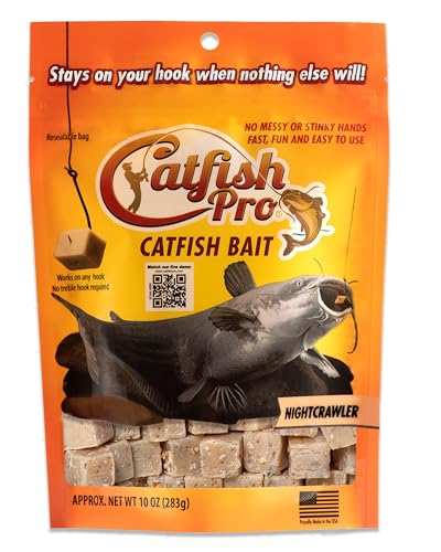 Catfish Pro Catfish Bait - 10oz Bag with 80pcs | Irresistible Scent for Catfish | Mess-Free, Stays On Your Hook When Nothing Else Will | Great for Rod, Reel, Trotline, Jugs & Yoyos Fishing - color: Nightcrawler