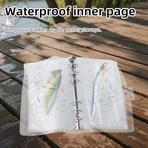 Klmnop Fishing Bait Binder, Soft Bait Organizer Travel Portable Tackle Bag for Soft/Hard Baits, Leaders, Lines, Rigs(Clear)