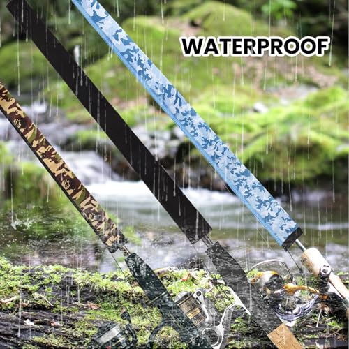 Neoprene Camo Fishing Rod Sleeves,Fishing Pole Sleeves,Fishing Rod Socks | UV Resistance,Puncture Resistant, Protect Casting, Spinning, Trolling Fishing Rods, Storage, tangled-free,75in,68in,60in - color: Blue camo, size: 60"
