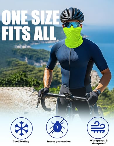JHYWELL Cooling Neck Gaiter Face Mask, UV Protection Masks Gator, Windproof Bandana for Skiing, Fishing, Hiking, Cycling - color: Neon Yellow Pack
