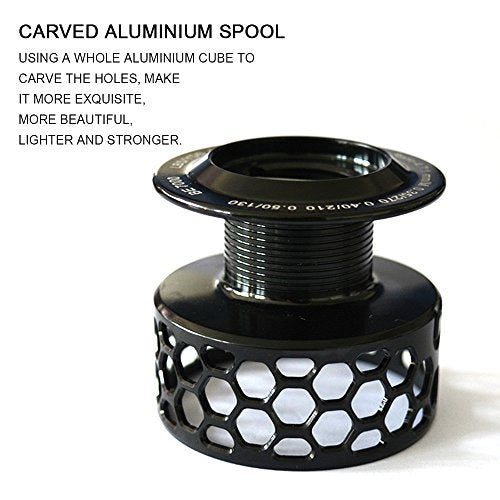 Fishdrops Spinning Fishing Reels 12+1BB Ultra Lightweight Carved Aluminum Spool Reels Affordable Smooth Spinning Reels - size: Size3000