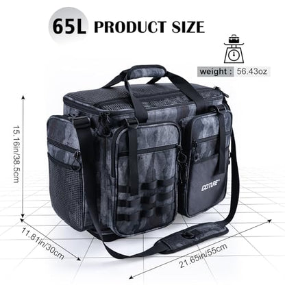 Goture Large Tackle Bag,Store Up to 8PCS 3700 Plus 4PCS 3600 Tackle Trays(Not Included),Water Resistant Saltwater Gear Storage Big Fishing Bag with EVA Bottom,Gifts for Men(21.65"x11.8"x15.16") - color: A1 Camo 1 Extra Large Without Trays