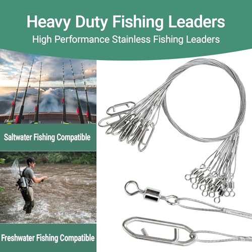 AMYSPORTS High Strength Fishing Leaders Steel Heavy Duty Fishing Leader Wire Line Stainless Wire Leaders Saltwater White Nickel - size: #6 (11.8in-70lb) 30pcs
