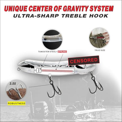 Funny Fishing Gifts for Men Women, Novelty Bass Topwater Lures, Father Christmas Birthday Gifts Stocking Stuffers - color: Sliver
