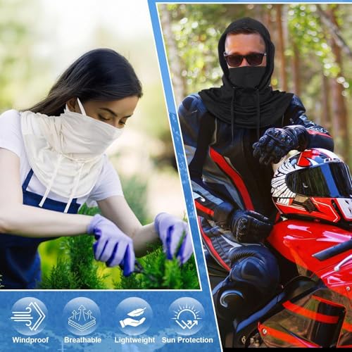 Funtery Summer Cooling Balaclava Mask, UV Protection Hood Mask Breathable Cycling Face Cover Full Head Scarf for Men Women - color: Black, White, Dark Grey and Light Grey