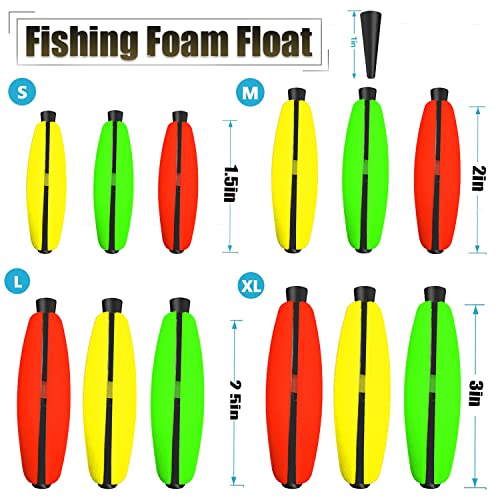 Peg Floats Slotted丨Fishing Floats for Catfish丨Fishing Cigar Foam Bobber for Santee Rig丨1.5in，2in，2.5in，3in - size: M-2", style: 2"mix-18pcs