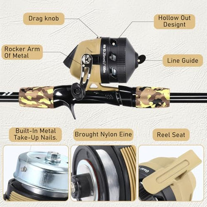 Sougayilang Kids Fishing Rod and Reel Combo,Light Weight Fishing Pole with Spincast Fishing Reel Tackle Bag Lures for Youth,Girls and Boys Good Starter Fishing Kit - color: Yellow