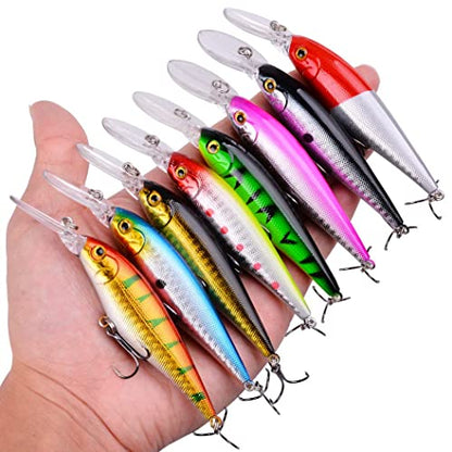 Aorace Fishing Lures Kit Mixed Including Minnow Popper Crank Baits with Hooks for Saltwater Freshwater Trout Bass Salmon Fishing - color: Item-G 68pcs