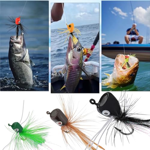 Fly Fishing Poppers Fly Fishing Dry Flies Topwater Fishing Lures Bass Popper Flies Bugs Lures Panfish Bait Fly Trout Bobber Flies Kit for Bass Trout Panfish Bluegill Salmon - color: A:15pcs Fly Fishing Poppers