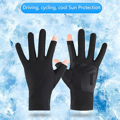 Uv for Protection Fishing Fingerless Gloves Light Breathable Sunscreen Driving Anti Uv for Outdoor Cycling Men Sun - color: B