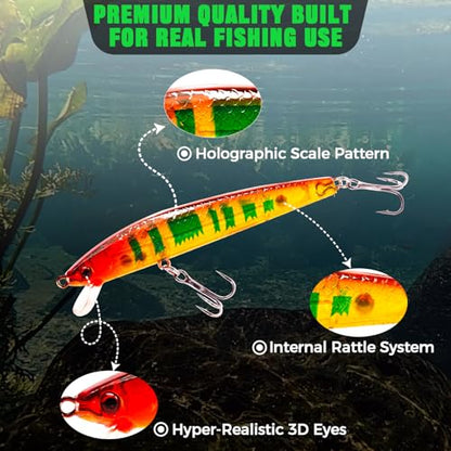 FONMANG Fishing Lures - Fishing Tackle kit with Fishing Spoons, Swim Bait, Jerk baits, Lure & Fishing Accessories, Bass Fishing Kit Also for Trout, Bluegill, Small Fishing Tackle Box for Freshwater