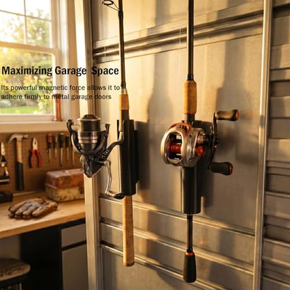 Magnetic Fishing Rod Holder for Truck Bed (2 Pcs),No-Drill Car Fishing Rod Holder,Magnetic Car Fishing Rod Holder for Truck, SUV, Garage Door & Golf Cart, Wall-Mounted Fishing Rod Storage Rack