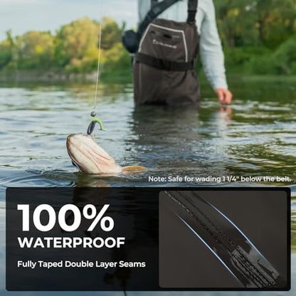Calamus WaveWalker Fishing Waders for Men & Women, 100% Waterproof PVC Waders with Slip-Resistant Boots, Tear-Resistant Nylon - color: Brown, size: 12