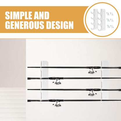 1-Pair Acrylic Fishing Rod Rack, Heavy Duty Wall Mount Holder for Garage Display, Clear 3-Pole Space-Saving Organizer Stand with Screws Included