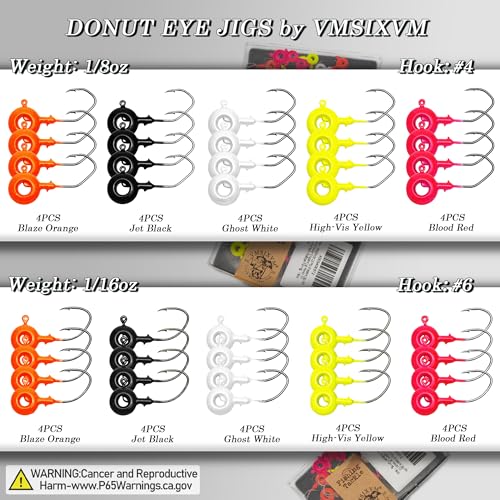 40 Pcs Crappie Jigs Kit, Scent Holder Crappie Jig Heads for Bass Panfish Walleye Fishing, 1/8oz, 1/16oz - color: 1/8oz, 1/16oz - 40 Pcs