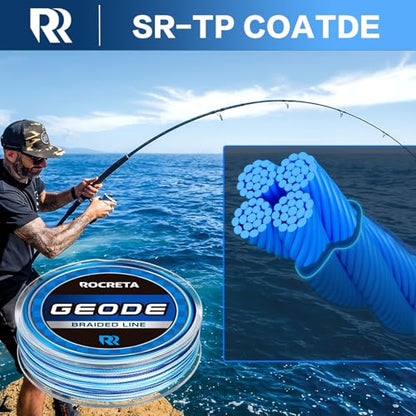 Geode Braided Fishing Line, Super Strong Power Braid Lines for Saltwater and Freshwater Fish 8-50lb, 150yds/300yds/500yds/1000yds - color: Sea Blue, size: 15LB(500YDS)