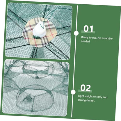 Fishing Net Portable and Foldable Umbrella Fishing Bait Net - Easy to Use Fishing Tool for Crayfish,Shrimp,Crab, Catfish - color: 12 Holes