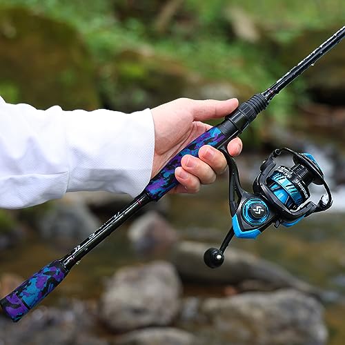 Sougayilang Fishing Rod and Reel Combo, Stainless Steel Guides Fishing Pole with Spinning Reel Combo for Bass Fishing - color: Blue, size: 6'10''-3000