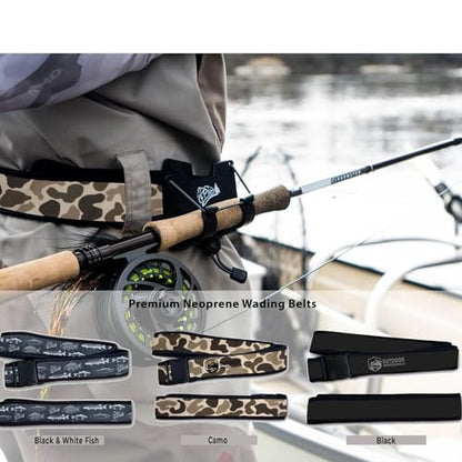 O’Pros Premium 2” Neoprene Adjustable (24” to 48”) Wading Belt – Fishing Wader Belt - color: Black