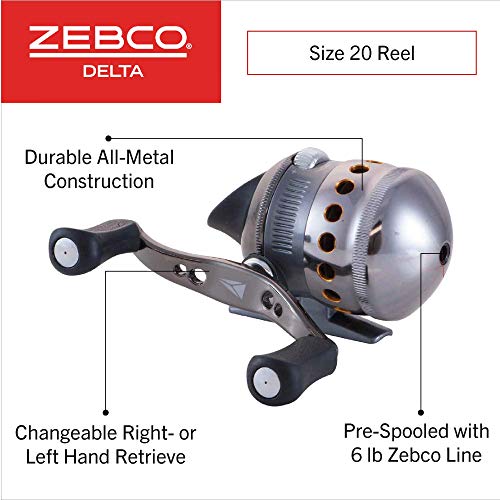 Zebco Delta Spincast Reel and Fishing Rod Combo, Instant Anti-Reverse Clutch, Changeable Right- or Left-Hand Retrieve, Pre-Spooled with Zebco Fishing Line - style: 5'6" Rod, Size 20 Reel (2009)
