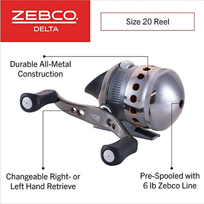 Zebco Delta Spincast Reel and Fishing Rod Combo, Instant Anti-Reverse Clutch, Changeable Right- or Left-Hand Retrieve, Pre-Spooled with Zebco Fishing Line - style: 5'6" Rod, Size 20 Reel (2009)
