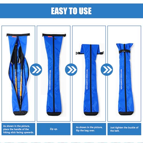 Chris.W Portable Trekking Pole Carrying Bag Storage Bag Pouch with Zipper for Walking Stick Hiking Poles Travel Case - color: Blue