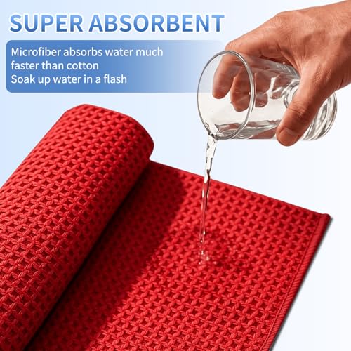 Fishing Towel with Clip,16" X 16",Waffle Pattern Effective Cleaning of Fishing Gear Accessories,Microfiber Absorbent Camping Towel for Men,Hiking Towel,Golf Towel,Pack of 3 (Black/Grey/Red) - color: Black/Grey/Red