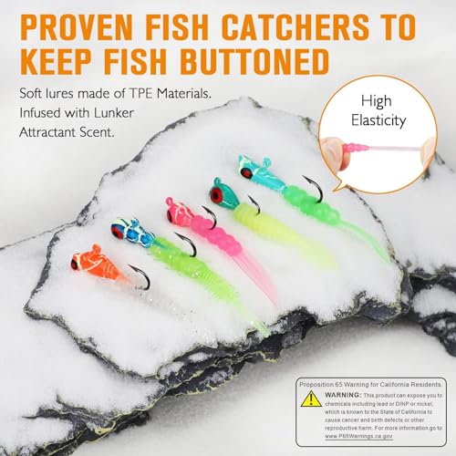 Dovesun Fishing Kit Ice Fishing Jigs Ice Fishing Lures Walleye Fishing Lures Crappie Jigs 135pcs/58pcs/45pcs/34pcs/30pcs/8pcs - color: H-Ice fishing jigs & lure 135pcs