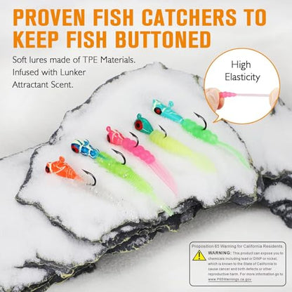 Dovesun Fishing Kit Ice Fishing Jigs Ice Fishing Lures Walleye Fishing Lures Crappie Jigs 135pcs/58pcs/45pcs/34pcs/30pcs/8pcs - color: H-Ice fishing jigs & lure 135pcs