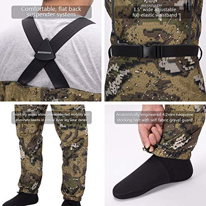 BASSDASH Breathable Ultra Lightweight Chest Stocking Foot Fishing Hunting Waders for Men - color: Veil, size: Small
