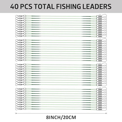 40Pcs Anti-Bite Wire Fishing Leaders with Swivel Snap | Multi-Strand Stainless Steel Fishing Leader Line for Lures, Bait Rigs & Hooks, Pike and Bass Fishing, 8in/10in/12in - size: 8in_20cm_40pcs